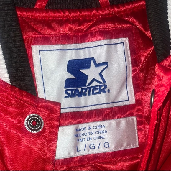 Men’s Starter Atlanta Falcons Varsity Red Satin Snap Jacket Size Large New w/Tag - Picture 3 of 10